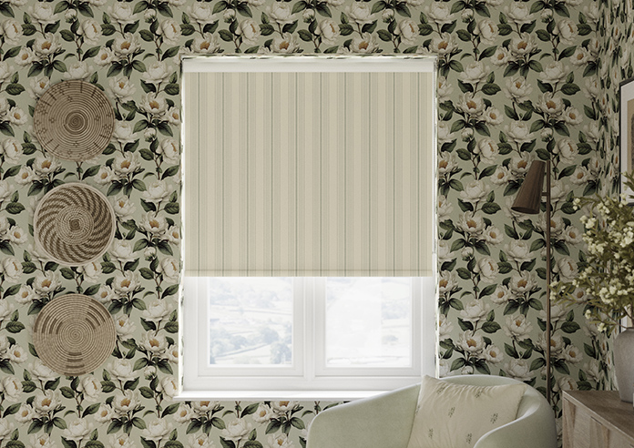 Trellis Prints, Noble Stripe Bud Green - Roller Blind - Image 3
